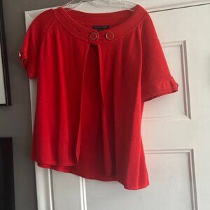 BANANA REPUBLIC Coral/Red Open Front Short Sleeve Sweater, Size M